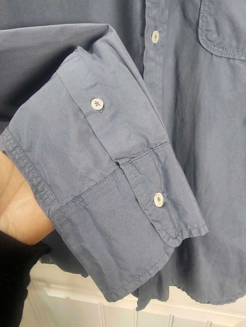 Save Khaki Blue Grey Mens Long Sleeve Button Down 100% Cotton Egypt Made Medium - Picture 2 of 6